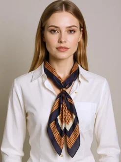 Chusty / Apaszki / Szaliki^Royalfashion Apollonia – damska apaszka z poliestru, jasny brąz, styl włoski, 69x66cm jasny brązowy