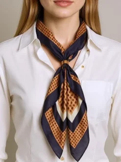 Chusty / Apaszki / Szaliki^Royalfashion Apollonia – damska apaszka z poliestru, jasny brąz, styl włoski, 69x66cm jasny brązowy