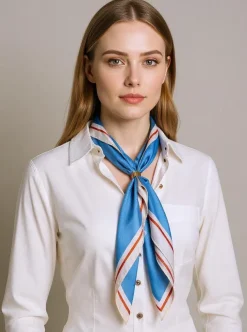 Chusty / Apaszki / Szaliki^Royalfashion Apollonia - Niebieska apaszka damska z poliestru 69x66 cm niebieski