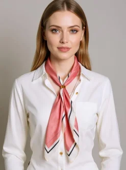 Chusty / Apaszki / Szaliki^Royalfashion Apollonia różowa apaszka damska z poliestru 69x66 cm – styl klasyczny różowy