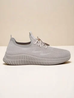 Ugc|Sportowe^Royalfashion Aurelia Beige – Beżowe tenisówki damskie tkanina sznurowane beżowy