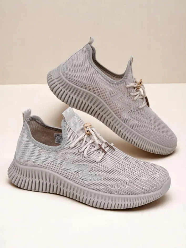 Ugc|Sportowe^Royalfashion Aurelia Beige – Beżowe tenisówki damskie tkanina sznurowane beżowy