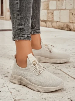 Ugc|Sportowe^Royalfashion Aurelia Bianca – białe damskie sneakersy na płaskiej podeszwie biały