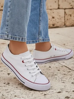 Ugc|Trampki^Royalfashion Aurelia Bianca – Klasyczne białe trampki damskie na płaskiej podeszwie Biały/white