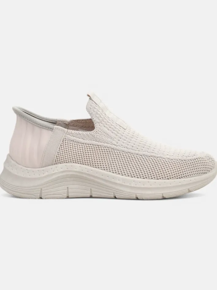 Ugc|Bieganie, Ćwiczenia I Trening^Royalfashion Aurelia Comfort Beżowe Slip On Damskie Buty z Tkaniny Na Płaskim Obcasie beżowy