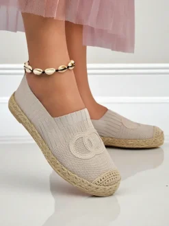 Espadryle Płaskie^Royalfashion Aurelia Espadryle Beżowe – Płaskie wsuwane buty damskie beżowy