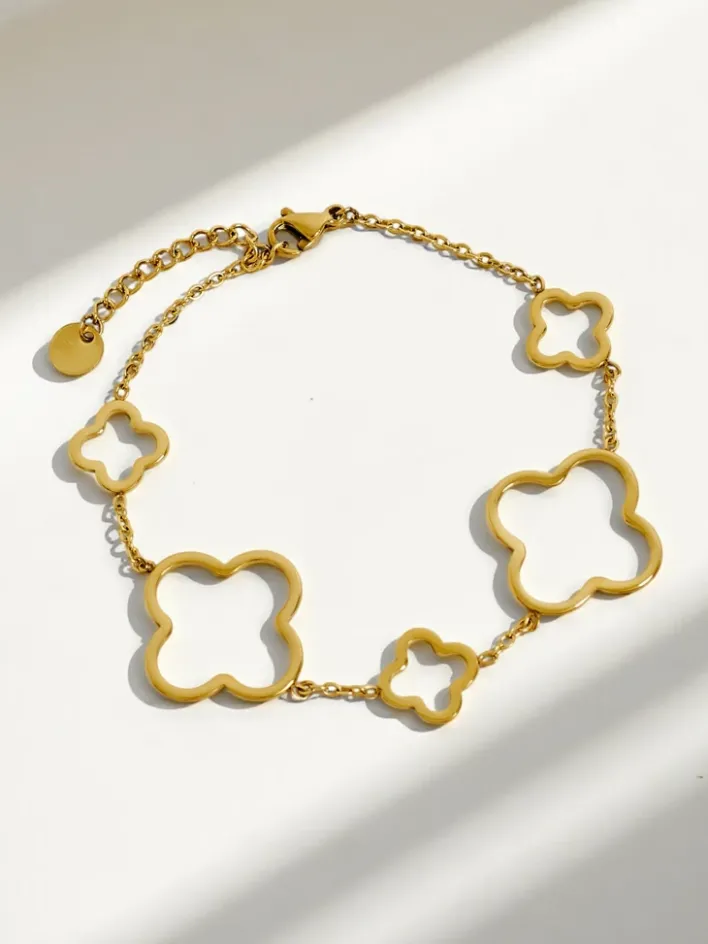 Biżuteria^Royalfashion Aurelia Fiore Stella - złota bransoletka z motywem kwiatowym klasyczna