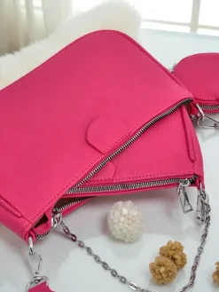 Małe Torebki^Royalfashion Aurelia Fuksjowa Torebka Damska Skórzana Mini z Łańcuszkiem Fuksjowy