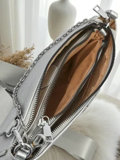 Małe Torebki^Royalfashion Aurelia Multi Silver – Torebka damska 3w1 z eko skóry z okrągłą saszetką srebrny