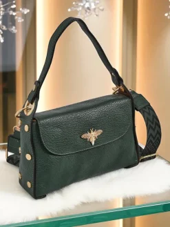 Małe Torebki^Royalfashion Aurelia Verde – damska torebka ze skóry ekologicznej z ozdobą zielony