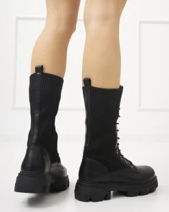 Workery|Botki Bez Ocieplenia^Royalfashion Ażurowe czarne damskie botki sznurowane Buhomi - Obuwie czarny