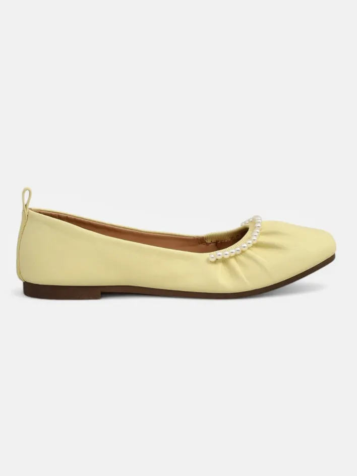 Buty Na Wielkie Wyjście|Baleriny Klasyczne^Royalfashion Baleriny Damskie Aurelia Bella w Żółtym Kolorze ze Skóry Ekologicznej żółty