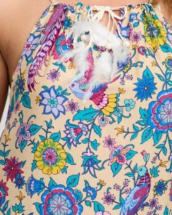 Narzutka Plażowa|Sukienki Letnie^Royalfashion Beżowa damska wzorzysta narzutka typu sukienka - Odzież Wielokolorowe