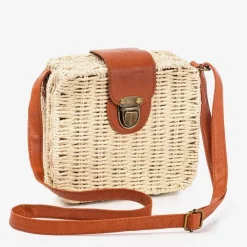 Wiklinowe I Słomiane^Royalfashion Beżowa słomiana torebka typu kuferek - Torebki beżowy