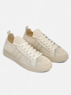 Trampki^Royalfashion Beżowe sneakersy Damiani – lekkie trampki tkanina/skóra eco na lato beżowy