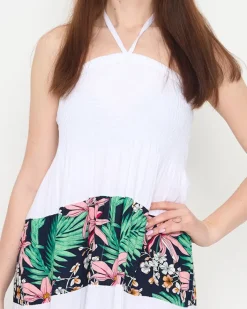 Sukienki Letnie|Sukienki Długie^Royalfashion Biała damska sukienka midi w kwiaty PLUS SIZE - Odzież biały