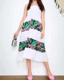 Sukienki Letnie|Sukienki Długie^Royalfashion Biała damska sukienka midi w kwiaty PLUS SIZE - Odzież biały