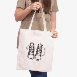 Materiałowe^Royalfashion Biała materiałowa torba z nadrukiem - Akcesoria