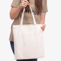 Materiałowe^Royalfashion Biała materiałowa torba z napisem - Akcesoria