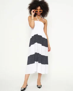 Sukienki Letnie|Sukienki Krótkie^Royalfashion Biała sukienka w groszki PLUS SIZE - Odzież biały