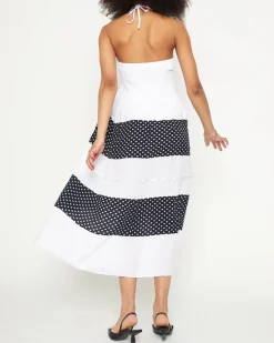 Sukienki Letnie|Sukienki Krótkie^Royalfashion Biała sukienka w groszki PLUS SIZE - Odzież biały