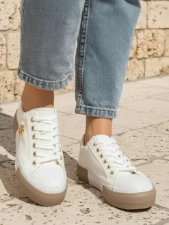 Trampki^Royalfashion Białe sneakersy damskie Aurelio Canvas Pantheria