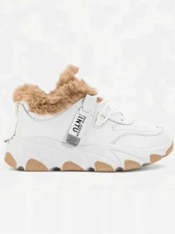 Śniegowce|Ocieplane^Royalfashion Białe sportowe sneakersy damskie z futerkiem Nonua- Obuwie biały