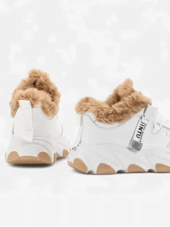 Śniegowce|Ocieplane^Royalfashion Białe sportowe sneakersy damskie z futerkiem Nonua- Obuwie biały
