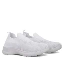 Bieganie, Ćwiczenia I Trening^Royalfashion Biale Damskie Sneakersy Wsuwane Aura Bianca - Lekkie i Oddychajace na Lato Wiosne