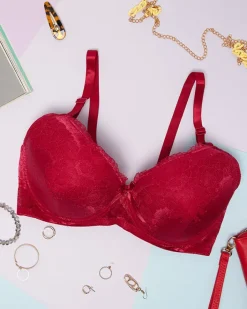 Codzienne^Royalfashion Biustonosz z ozdobną koronką- Bielizna Bordowy