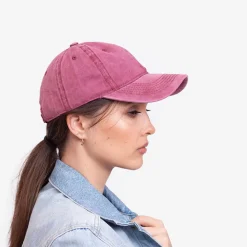 Czapki I Kapelusze^Royalfashion Bordowa jeansowa damska czapka z daszkiem - Akcesoria Bordowy