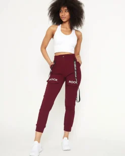 Spodnie Cargo|Spodnie Dresowe^Royalfashion Bordowe damskie materiałowe spodnie typu bojówki z szelkami - Odzież Bordowy