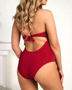 Stroje Kąpielowe^Royalfashion damski kostium jednoczęściowy z ozdobnym wzorem - Bielizna Bordowy