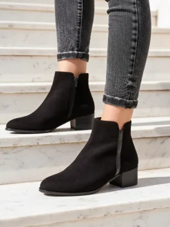 Botki Z Delikatnym Ociepleniem|Botki Na Płaskim Obcasie^Royalfashion Botki Amicus Nero Elegante na Jesień i Zimę