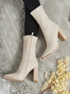 Botki Bez Ocieplenia|Botki Na Słupku^Royalfashion Botki damskie eko skórzane na słupku Morvella