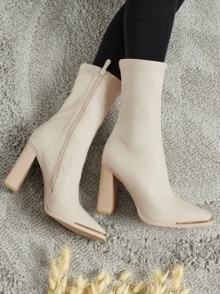 Botki Bez Ocieplenia|Botki Na Słupku^Royalfashion Botki damskie eko skórzane na słupku Morvella