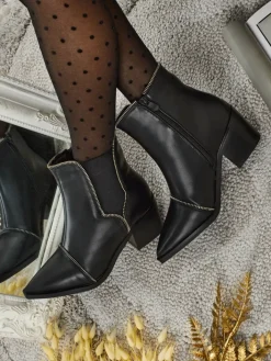 Botki Z Delikatnym Ociepleniem|Botki Na Słupku^Royalfashion Botki damskie eko skórzane na słupku Omen Glade