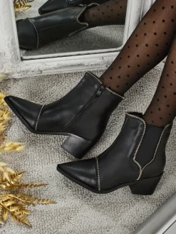 Botki Z Delikatnym Ociepleniem|Botki Na Słupku^Royalfashion Botki damskie eko skórzane na słupku Omen Glade