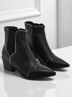 Botki Z Delikatnym Ociepleniem|Botki Na Słupku^Royalfashion Botki damskie eko skórzane na słupku Omen Glade