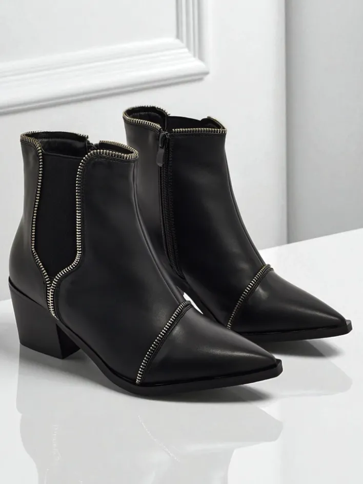 Botki Z Delikatnym Ociepleniem|Botki Na Słupku^Royalfashion Botki damskie eko skórzane na słupku Omen Glade