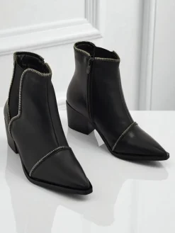 Botki Z Delikatnym Ociepleniem|Botki Na Słupku^Royalfashion Botki damskie eko skórzane na słupku Omen Glade