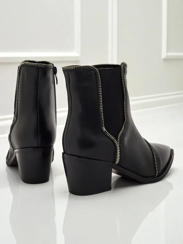 Botki Z Delikatnym Ociepleniem|Botki Na Słupku^Royalfashion Botki damskie eko skórzane na słupku Omen Glade