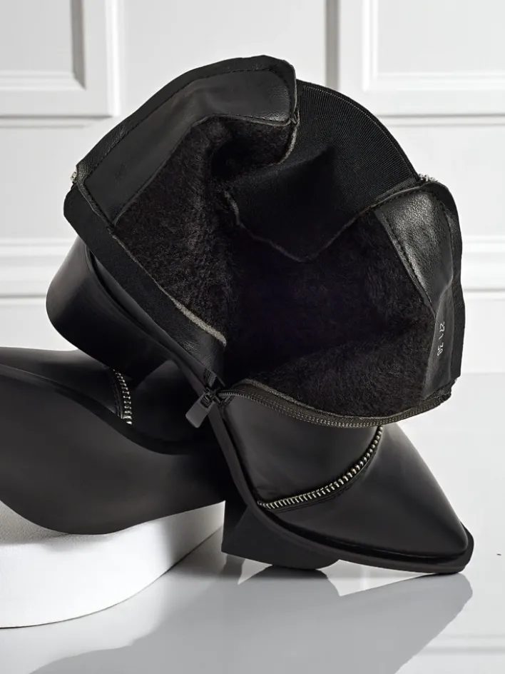 Botki Z Delikatnym Ociepleniem|Botki Na Słupku^Royalfashion Botki damskie eko skórzane na słupku Omen Glade