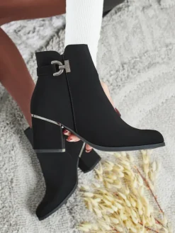 Botki Bez Ocieplenia|Botki Na Słupku^Royalfashion Botki damskie eko skórzane na słupku Ruvina