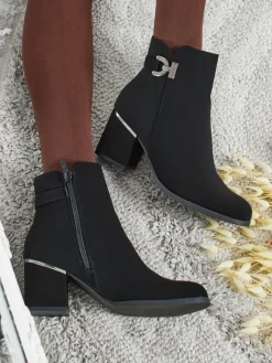 Botki Bez Ocieplenia|Botki Na Słupku^Royalfashion Botki damskie eko skórzane na słupku Ruvina