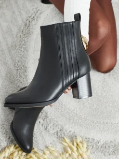 Botki Z Delikatnym Ociepleniem|Botki Na Słupku^Royalfashion Botki damskie eko skórzane na słupku Nerelle