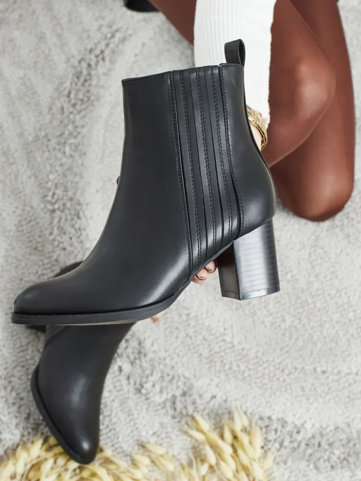 Botki Z Delikatnym Ociepleniem|Botki Na Słupku^Royalfashion Botki damskie eko skórzane na słupku Nerelle