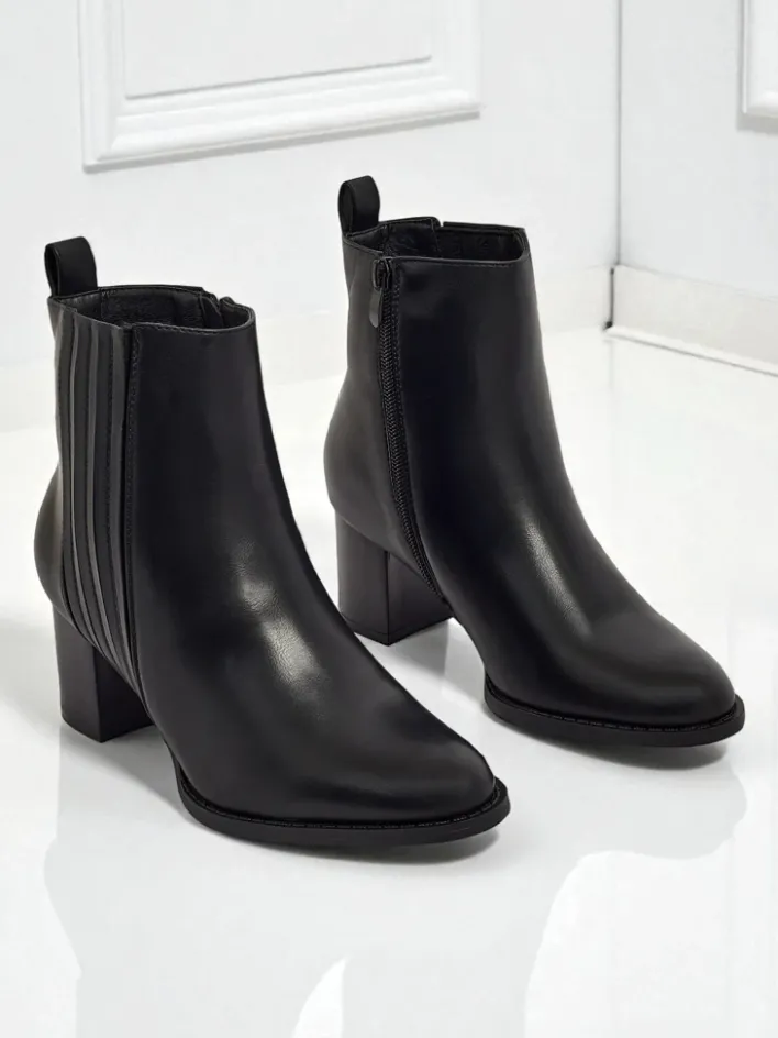 Botki Z Delikatnym Ociepleniem|Botki Na Słupku^Royalfashion Botki damskie eko skórzane na słupku Nerelle