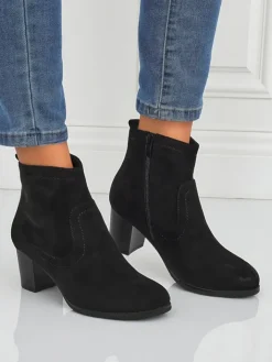 Botki Z Delikatnym Ociepleniem|Botki Na Słupku^Royalfashion Botki damskie eko zamszowe na obcasie Crimson Echo