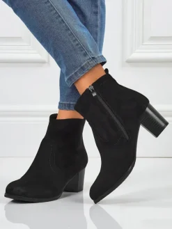 Botki Z Delikatnym Ociepleniem|Botki Na Słupku^Royalfashion Botki damskie eko zamszowe na obcasie Crimson Echo